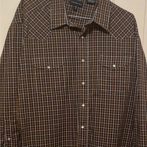 Panhandle Slim Brown Checkered Button Down Shirt